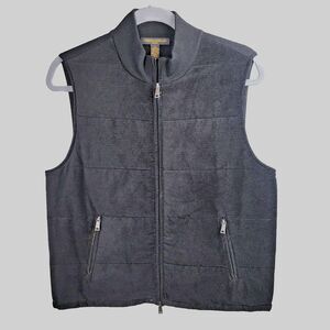 Stewart of Scotland Vest Men XL Black Corduroy Wool Blend Knit Zipper Pockets